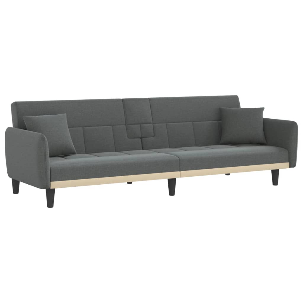 Dark Gray Fabric Sofa Bed with Cup Holders D152