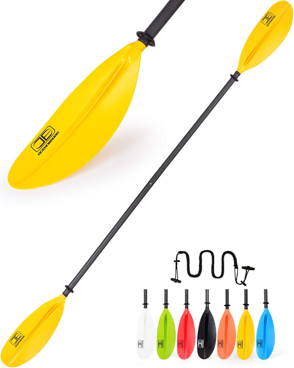 Carbon Shaft Kayak Paddle with Leash, Pack of 2 B7693