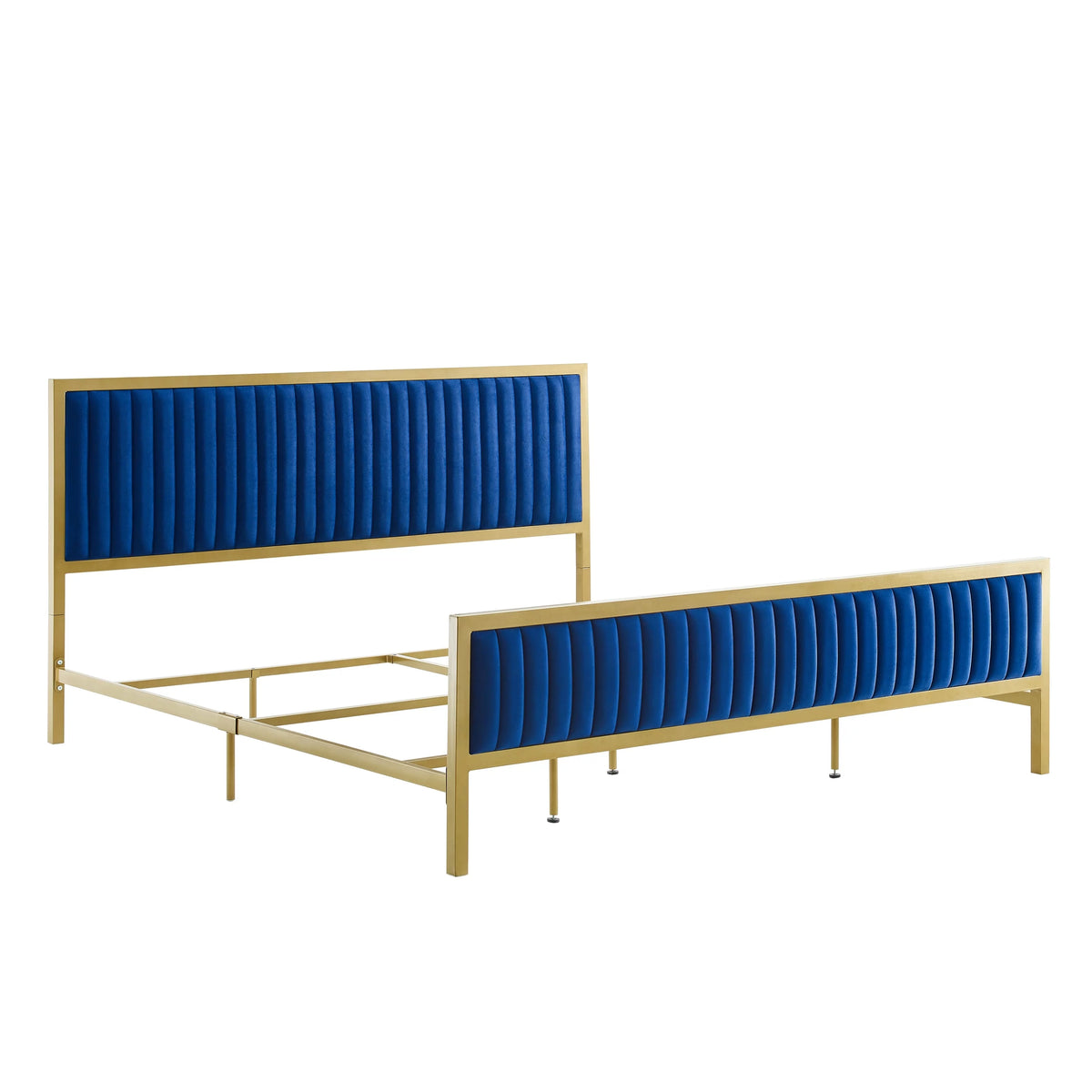 Velvet Platform Bed Blue King S484718