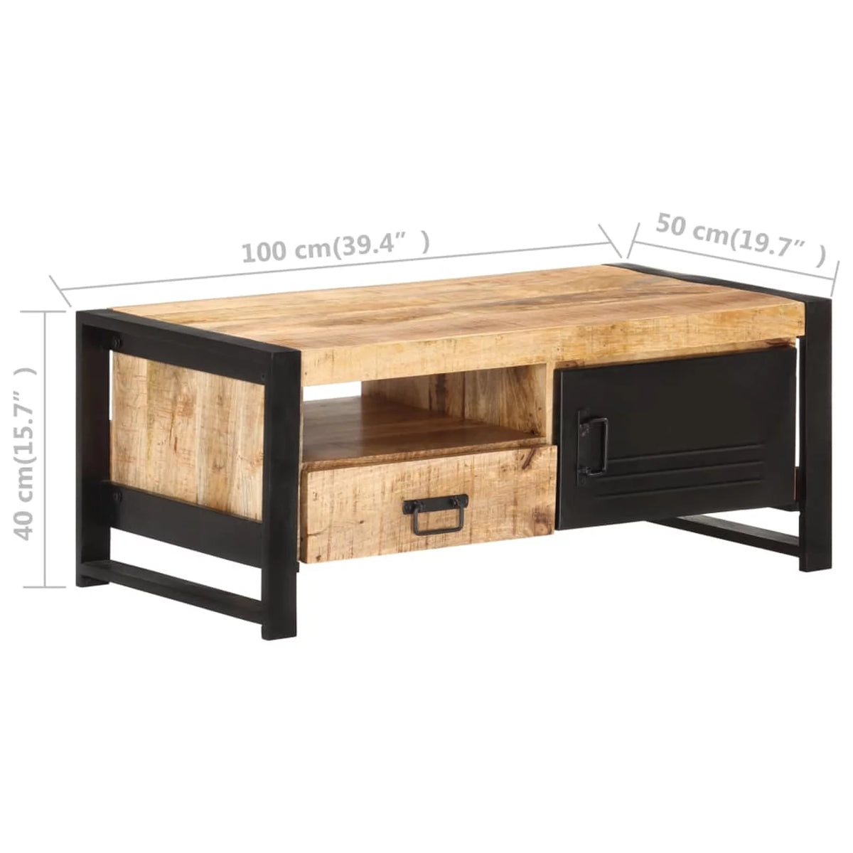 Wooden Coffee Table with Storage Drawer and Shelf V252