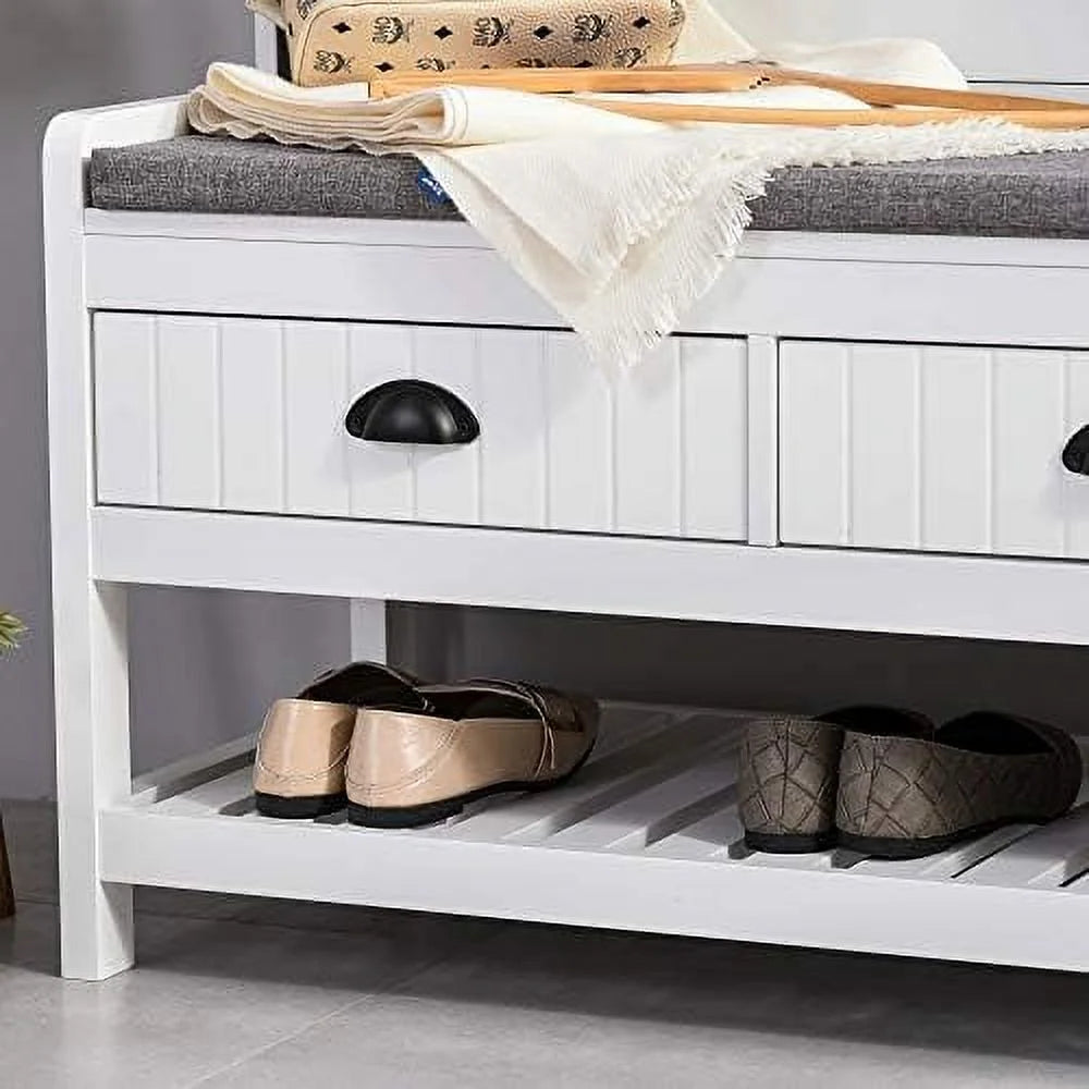 3-in-1 Hall Tree Entryway Bench with Coat Rack Shoe Rack Black S465700