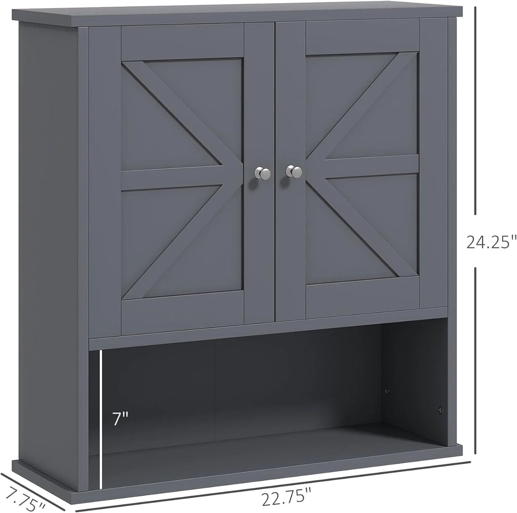 Gray Wall Mounted Bathroom Cabinet with Adjustable Shelf G569