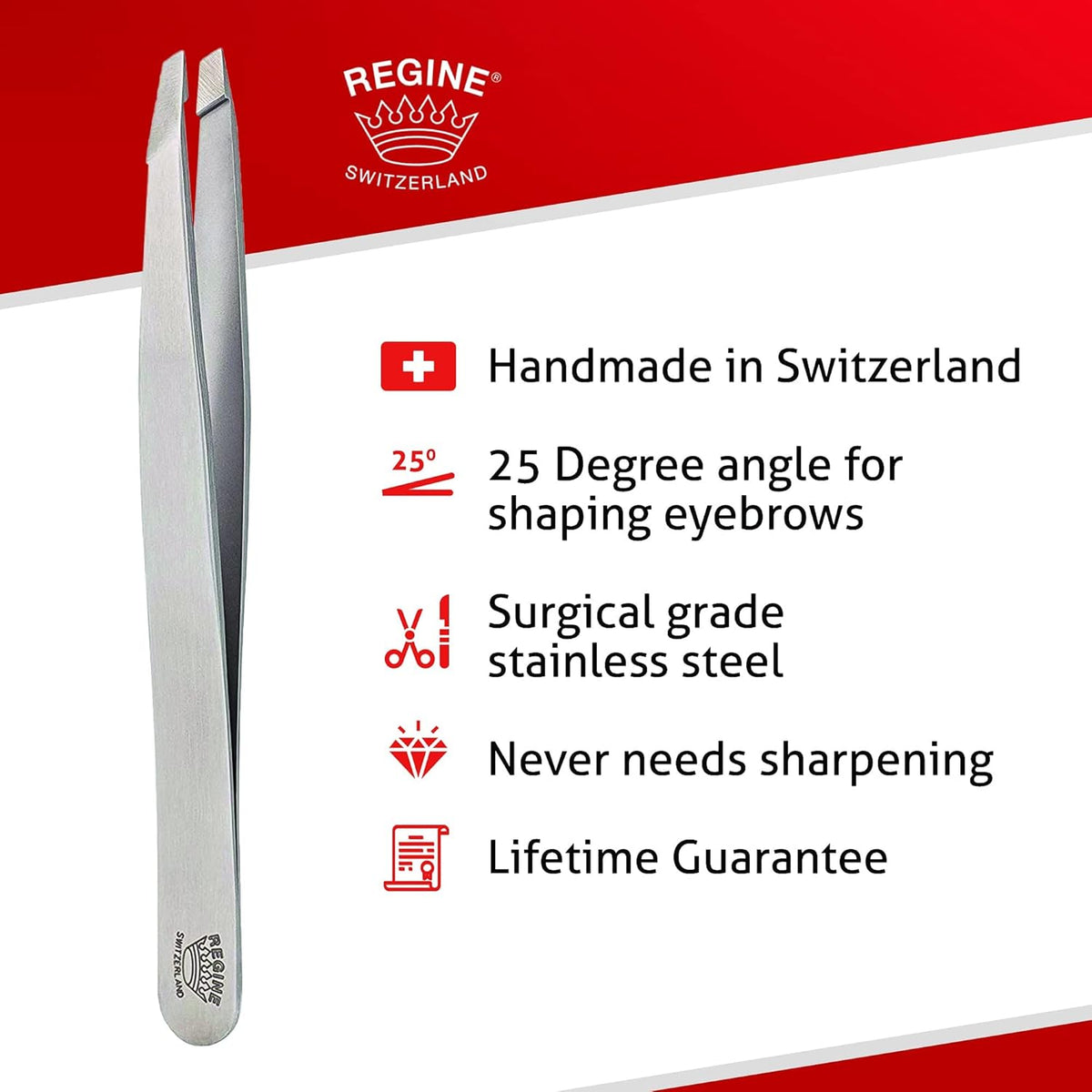 Stainless Steel Slant Tweezer, White Pack of 2 U9505