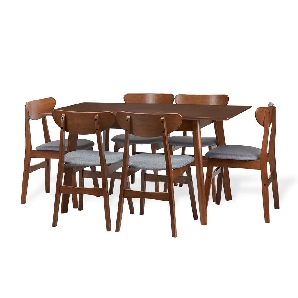Solid Wood Dining Room Set of 6 with Extendable Table E225314
