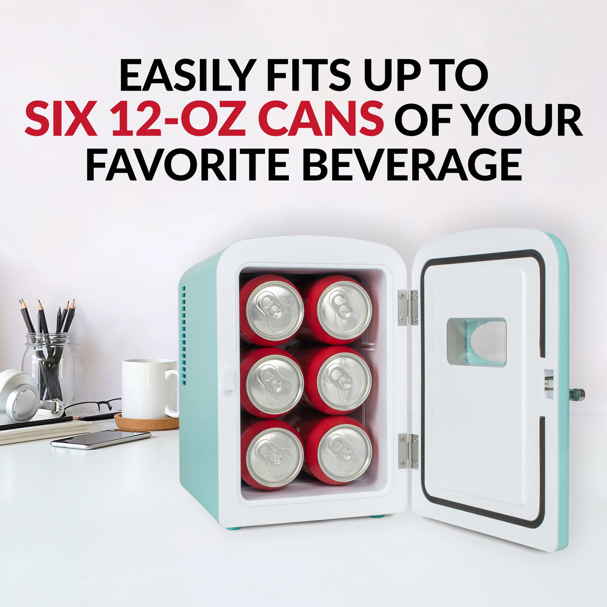 6-Can Personal Cooling and Heating Refrigerator with Carry Handle F172