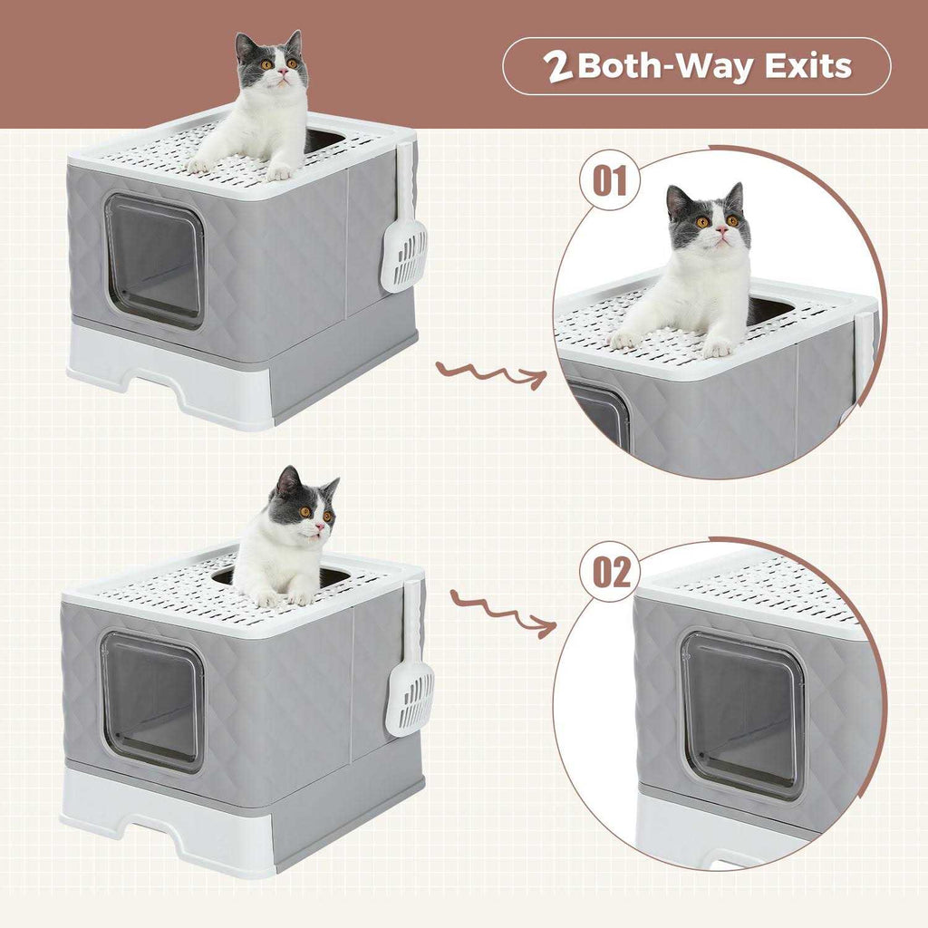 Enclosed 2 Ways Anti-splash Cat Litter Box N453437