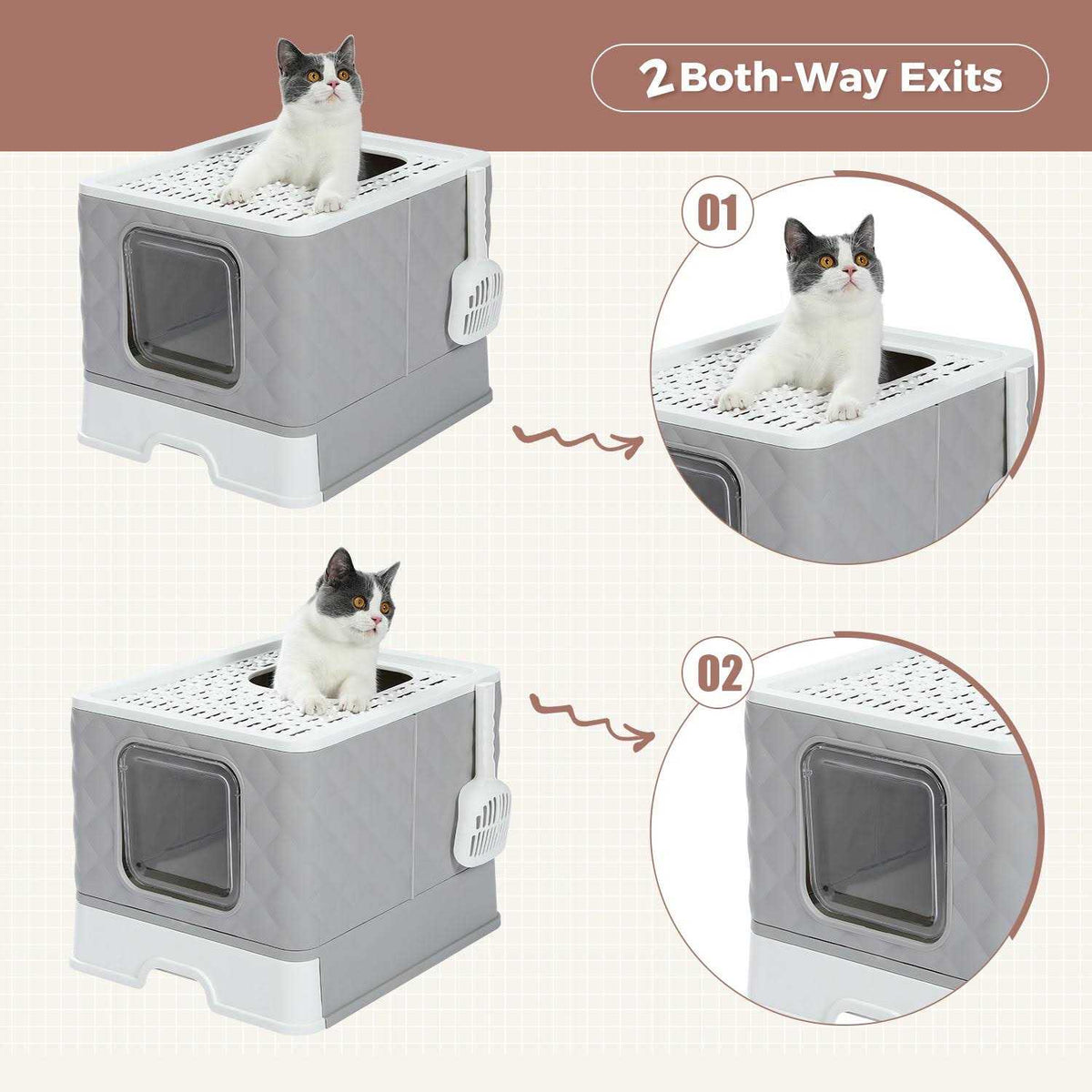 Enclosed 2 Ways Anti-splash Cat Litter Box N453437