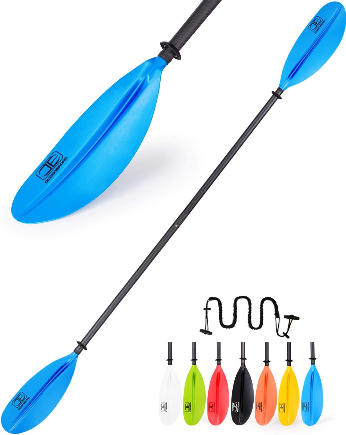Carbon Shaft Kayak Paddle with Leash, Pack of 2 B7693