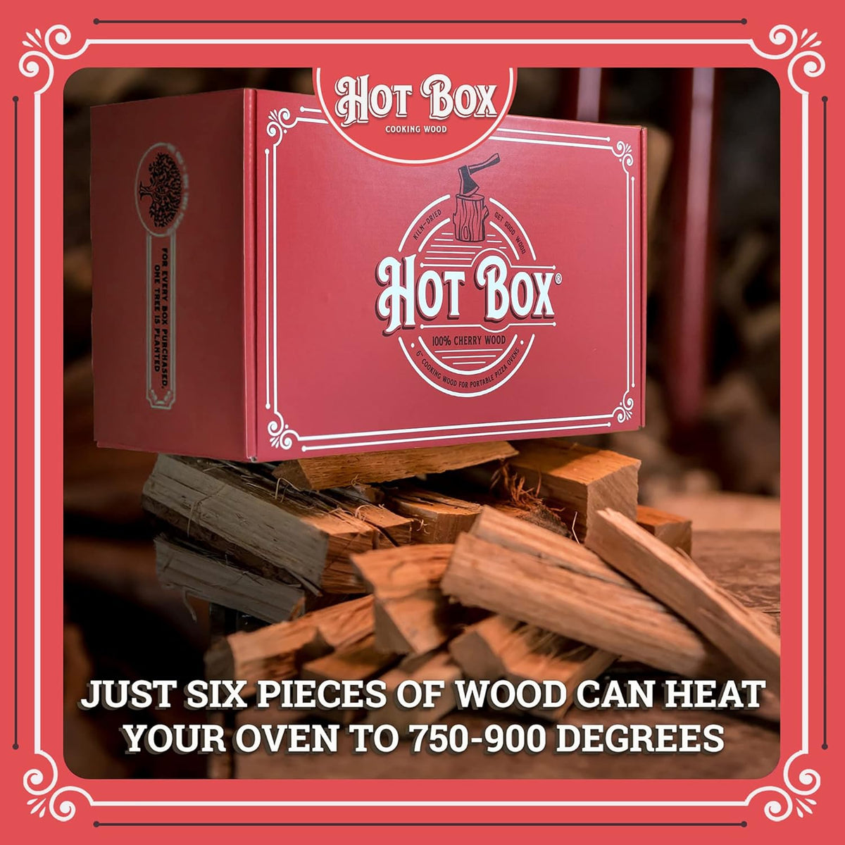Kiln-Dried Cherry Cooking Wood, 6 Inch Mini-Cut Logs, 1 Box (350 Cubic Inches) Pack of 2 D657