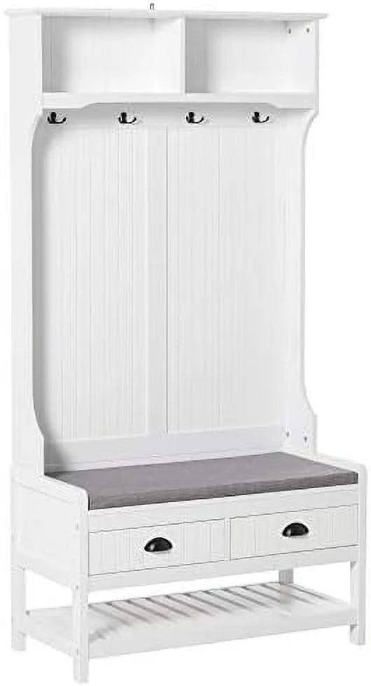 3-in-1 Hall Tree Entryway Bench with Coat Rack Shoe Rack Black S465700