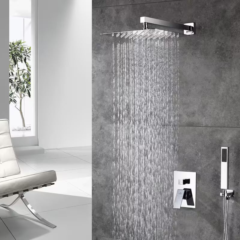 10 in. Wall Mount Dual Shower Heads with Hand Shower Faucet in Chrome G31768