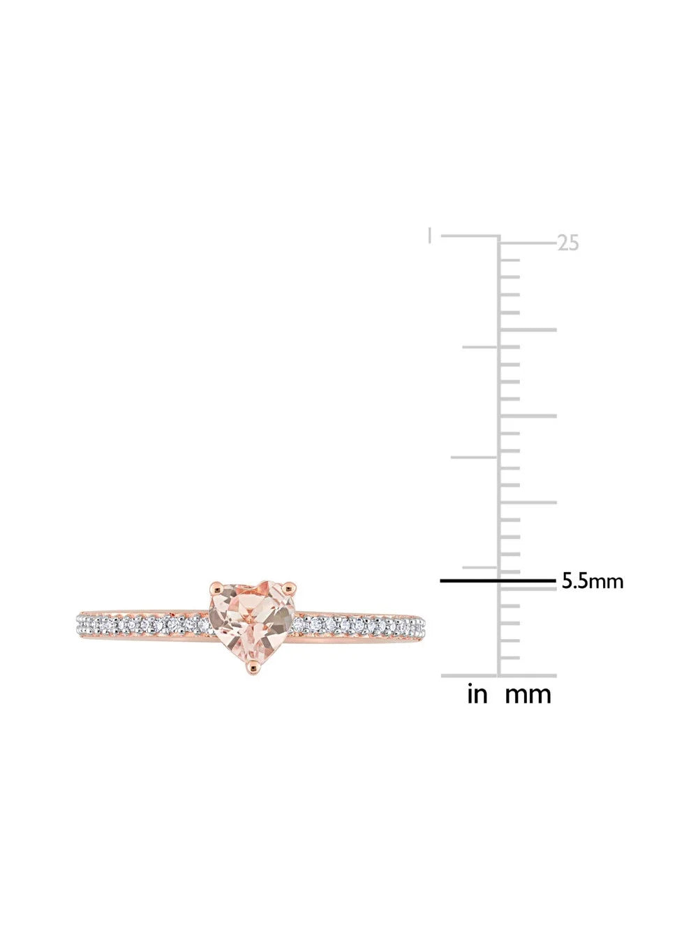 10K Rose Pink Gold Morganite Heart Promise Ring with Diamonds S49487