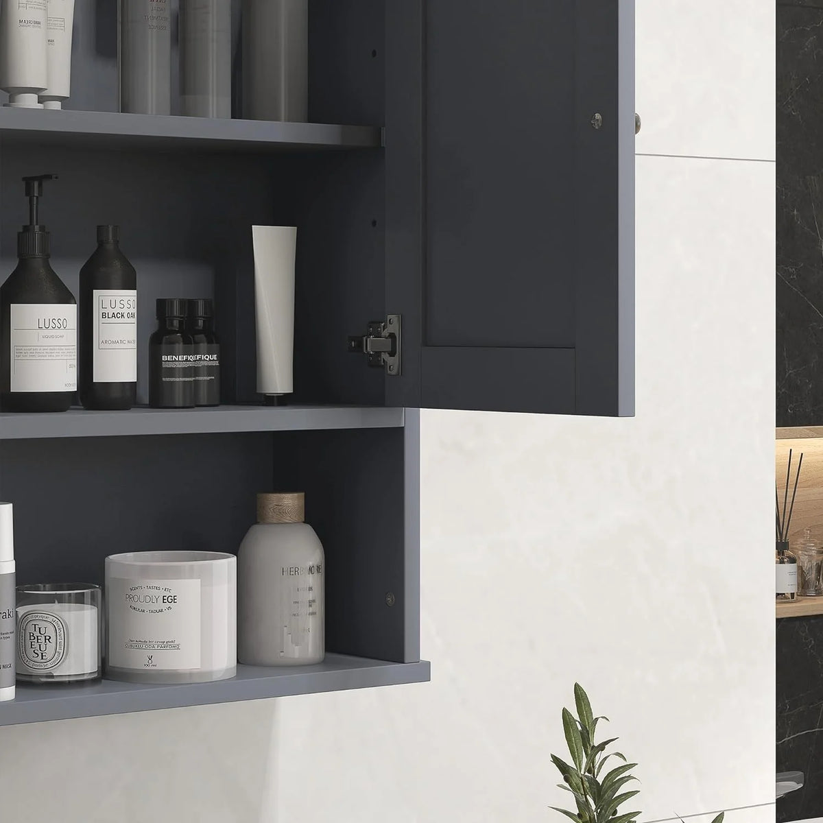 Gray Wall Mounted Bathroom Cabinet with Adjustable Shelf G569