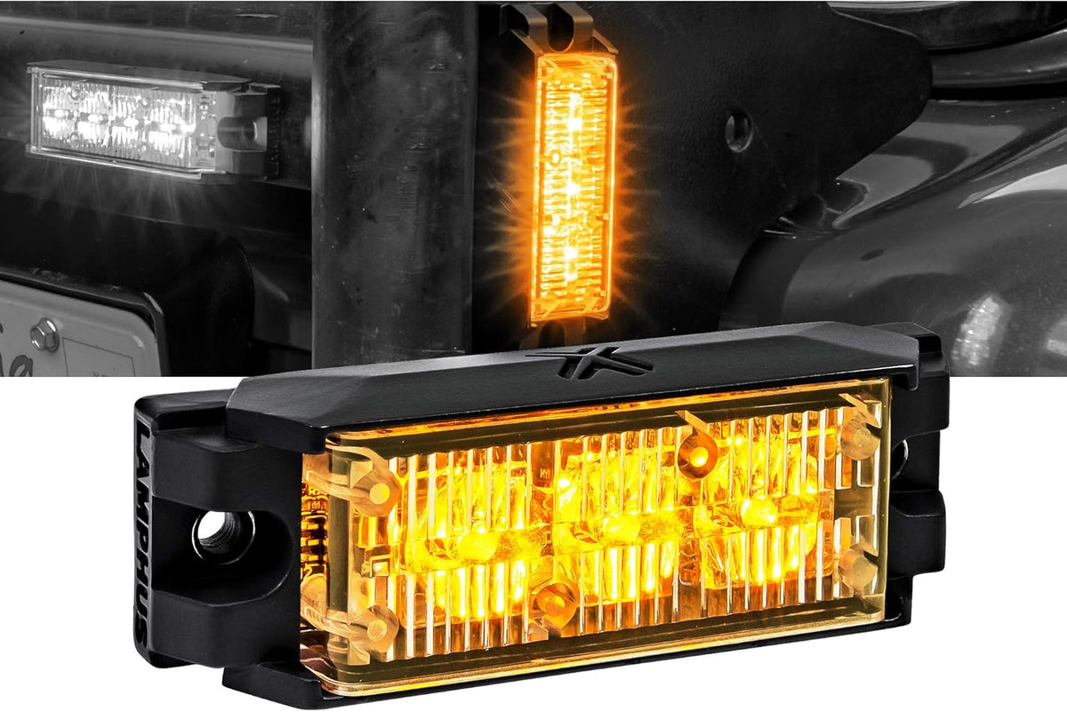 4pc 3.5" 3W Amber LED Flashing Strobe Light Head Surface-Mount R820935