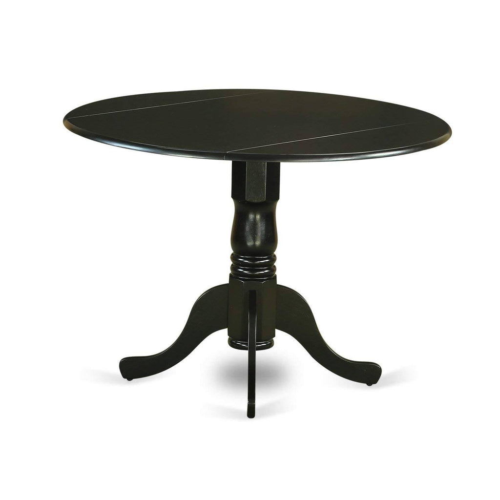 Black Round Kitchen Table and 4 Dinette Chairs 5-Piece Dining Set J15686