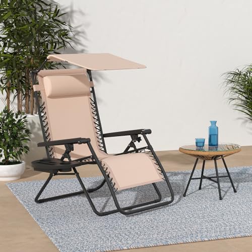 Beige Textilene Mesh Zero Gravity Recliner Chair Q528360
