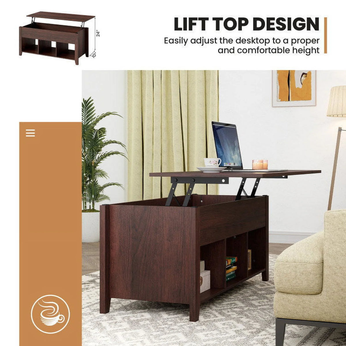Lift Top Coffee Table with Storage T532