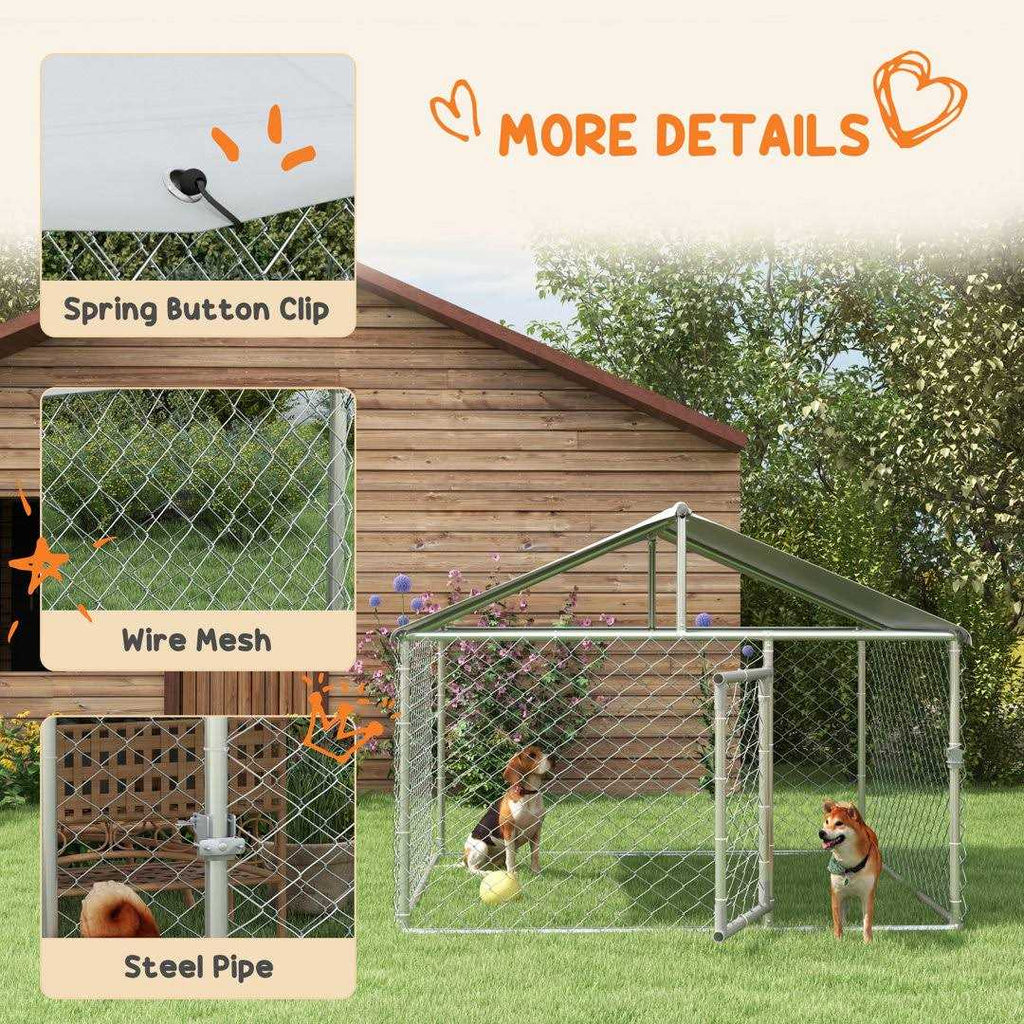 Large Outdoor Dog Kennel with Waterproof UV Resistant Roof S7874
