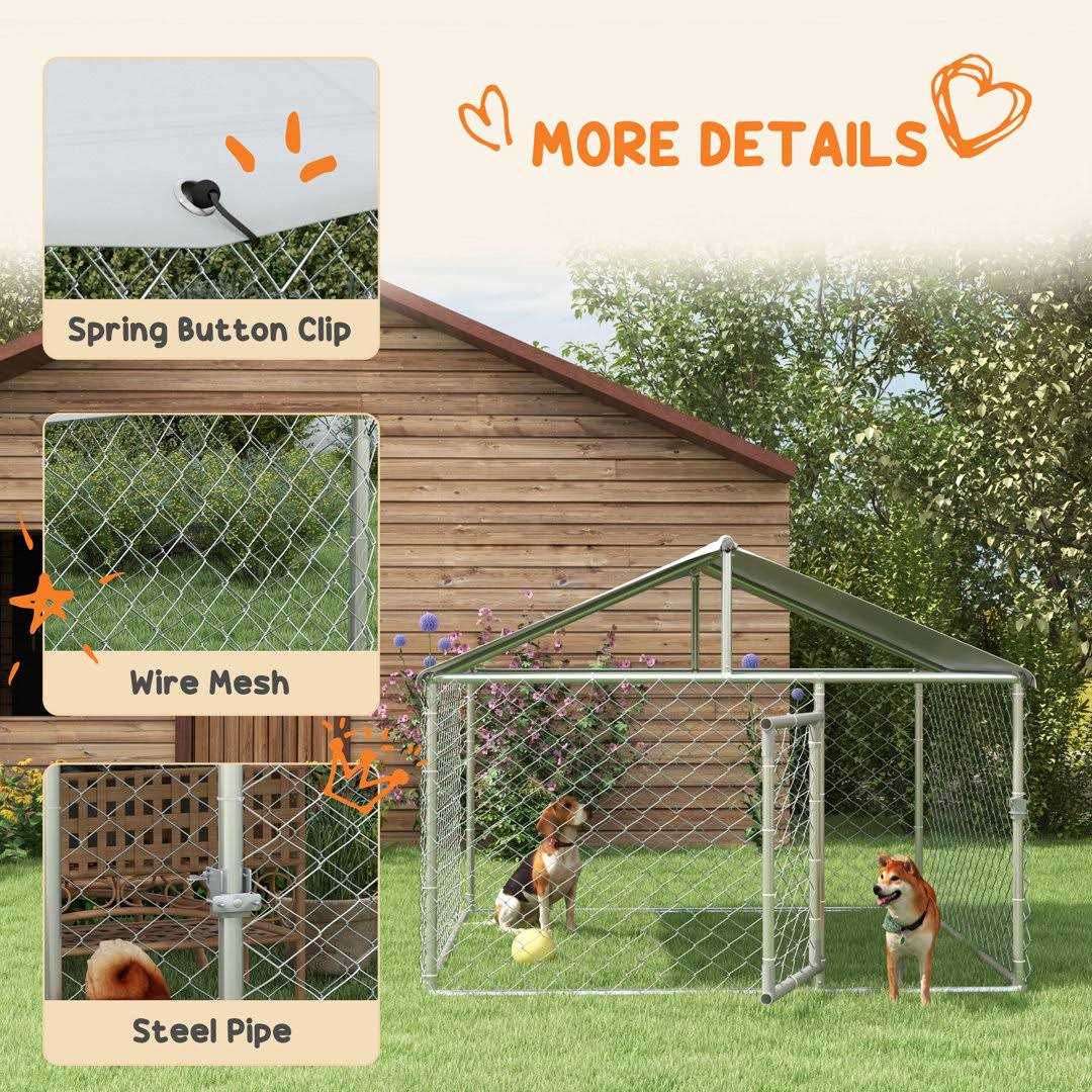 Large Outdoor Dog Kennel with Waterproof UV Resistant Roof S7874