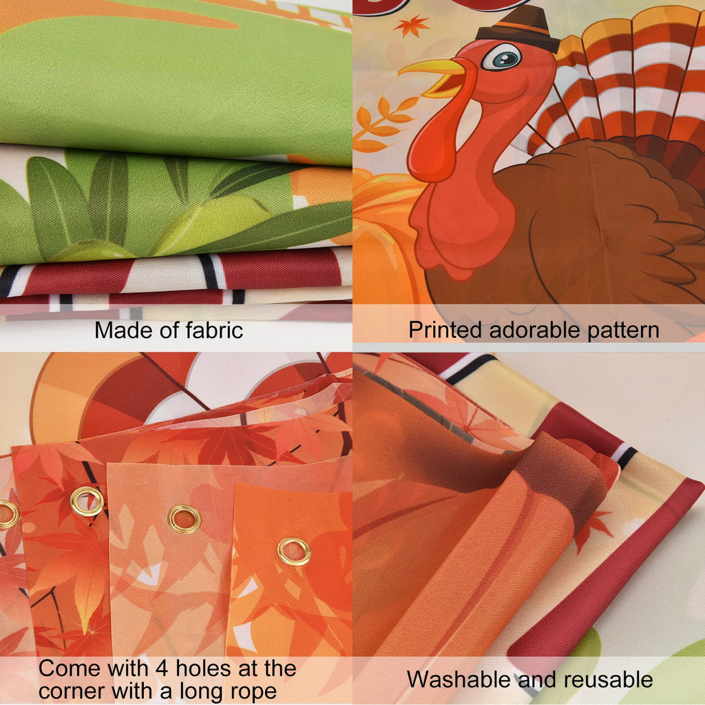 Thanksgiving Banner 72 x 46 Inch Turkey Pumpkin Maple Leaves Banner B1349