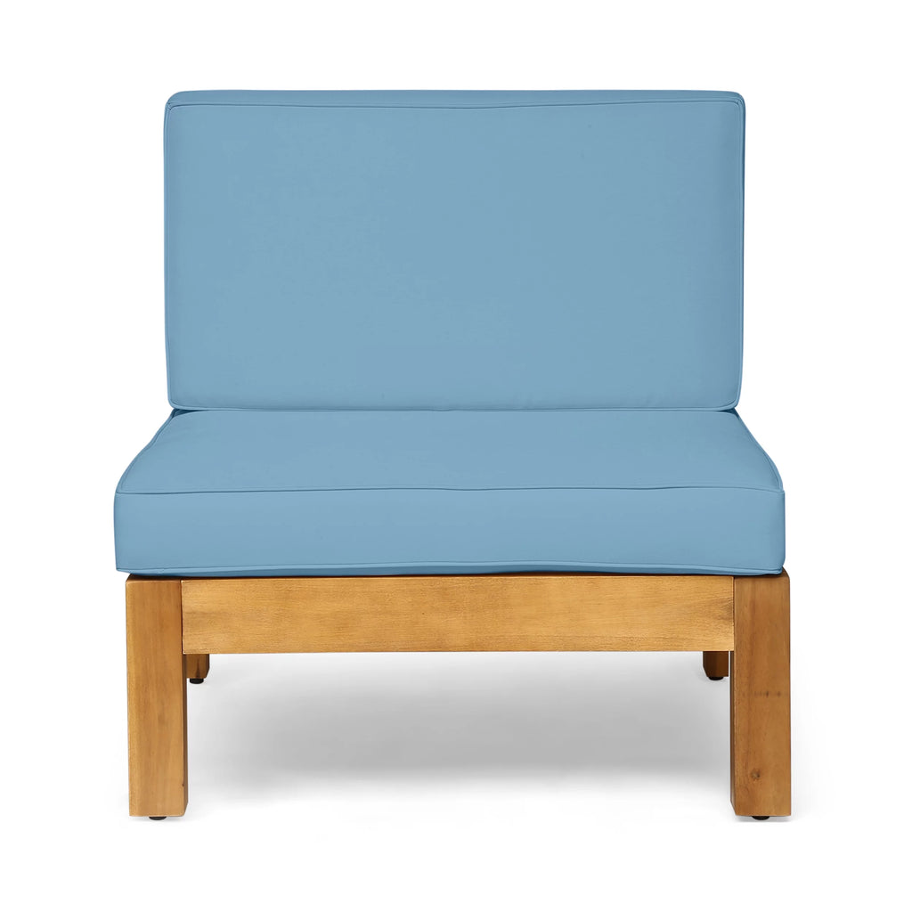 Teak Blue 8 Seater Wood Sectional Sofa Set with Coffee Table C129210