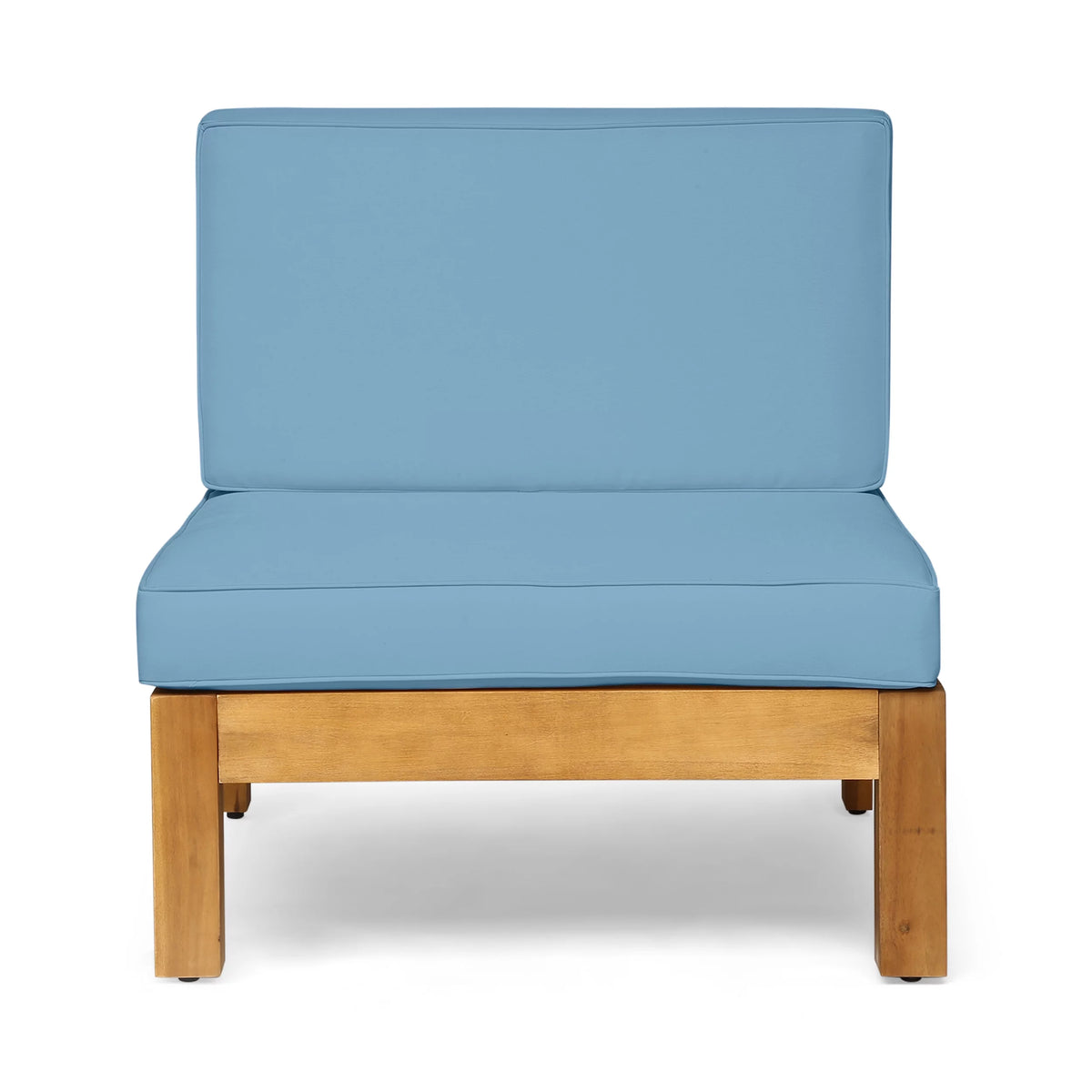 Teak Blue 8 Seater Wood Sectional Sofa Set with Coffee Table C129210