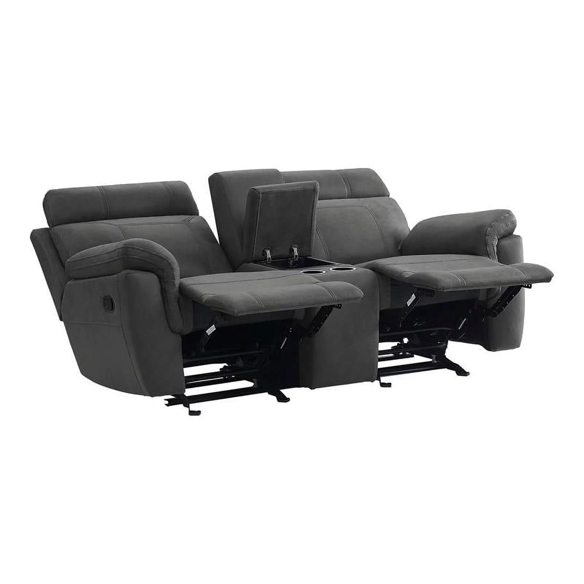 Gray Microfiber Double Glider Reclining Love Seat B265