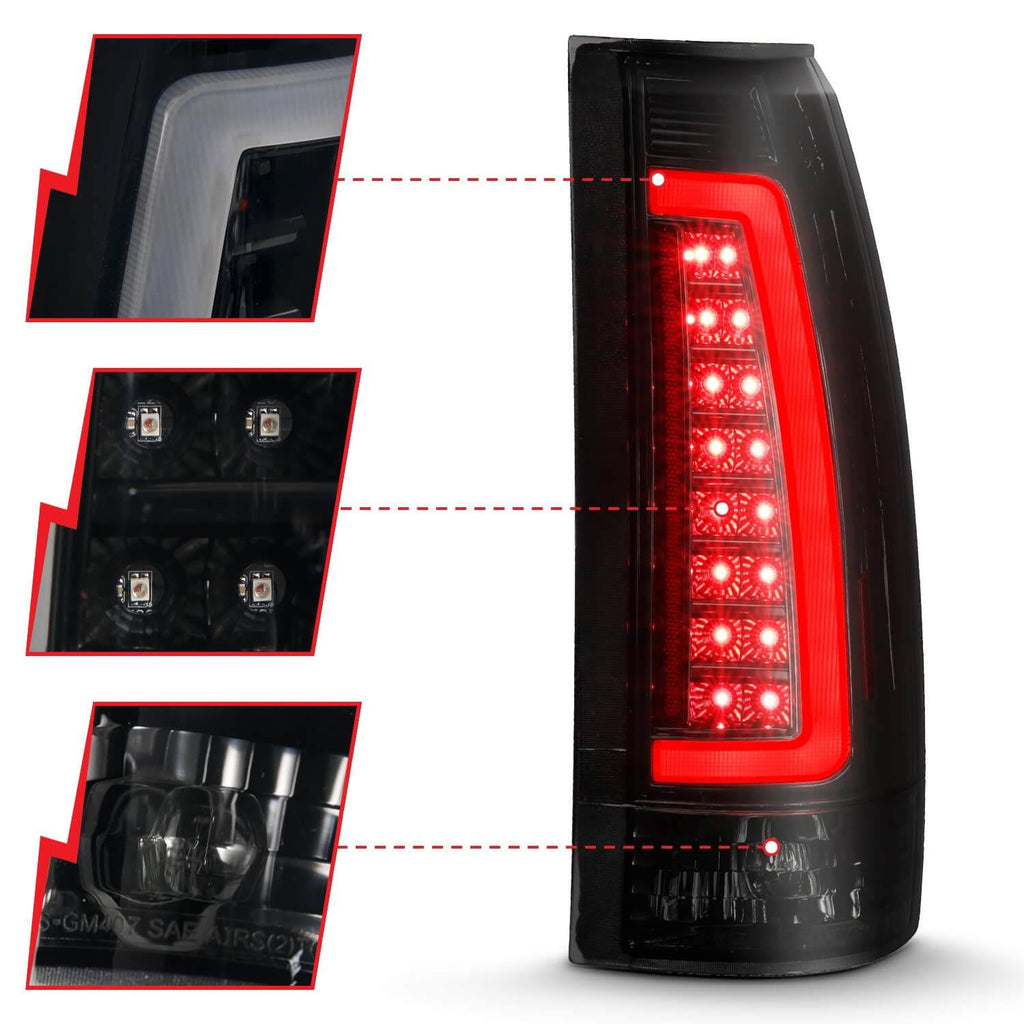 Black Housing Smoke Lens LED Tail Light Assembly Pair S70227