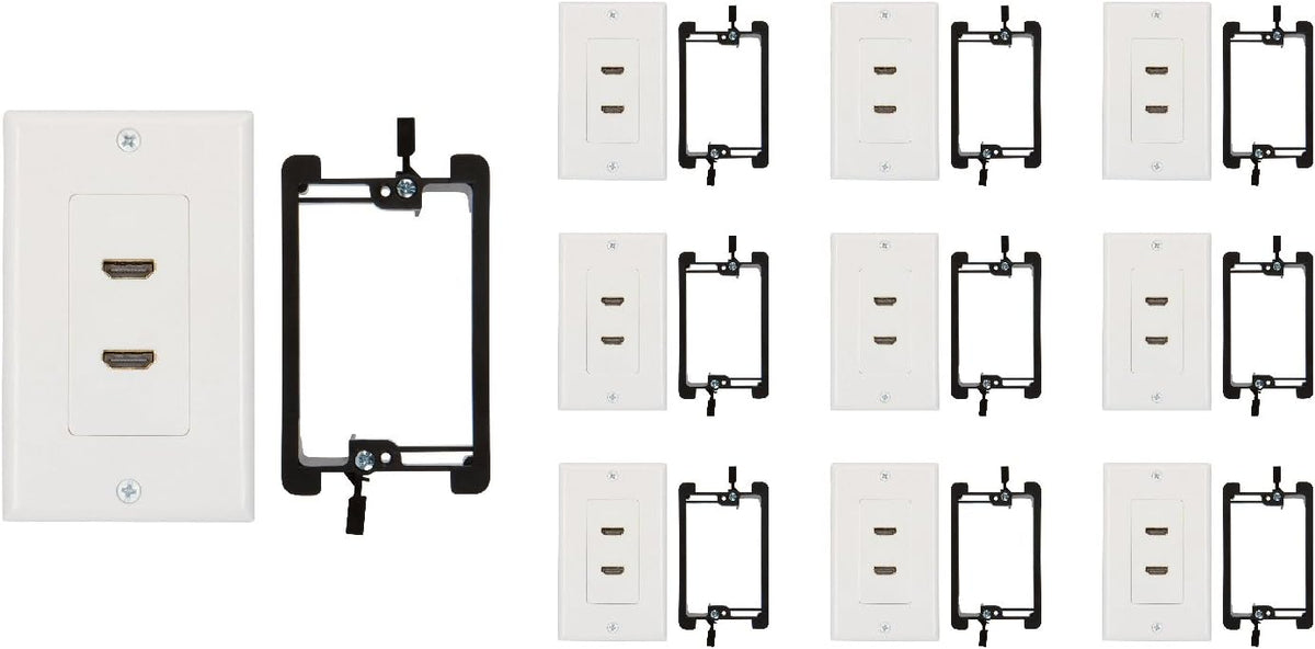 HDMI Wall Plate with 6-Inch Pigtail, White, 2 Port, Pack of 2 E24758
