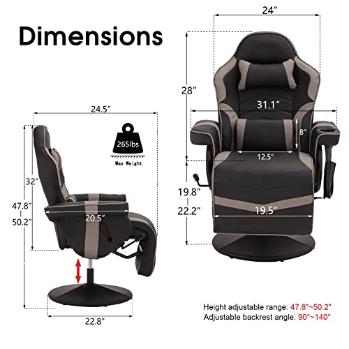Reclining Gaming Chair with Footrest and Massage K46682