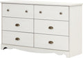 White Wash 6-Drawer Double Dresser with Metal Handles Y778919