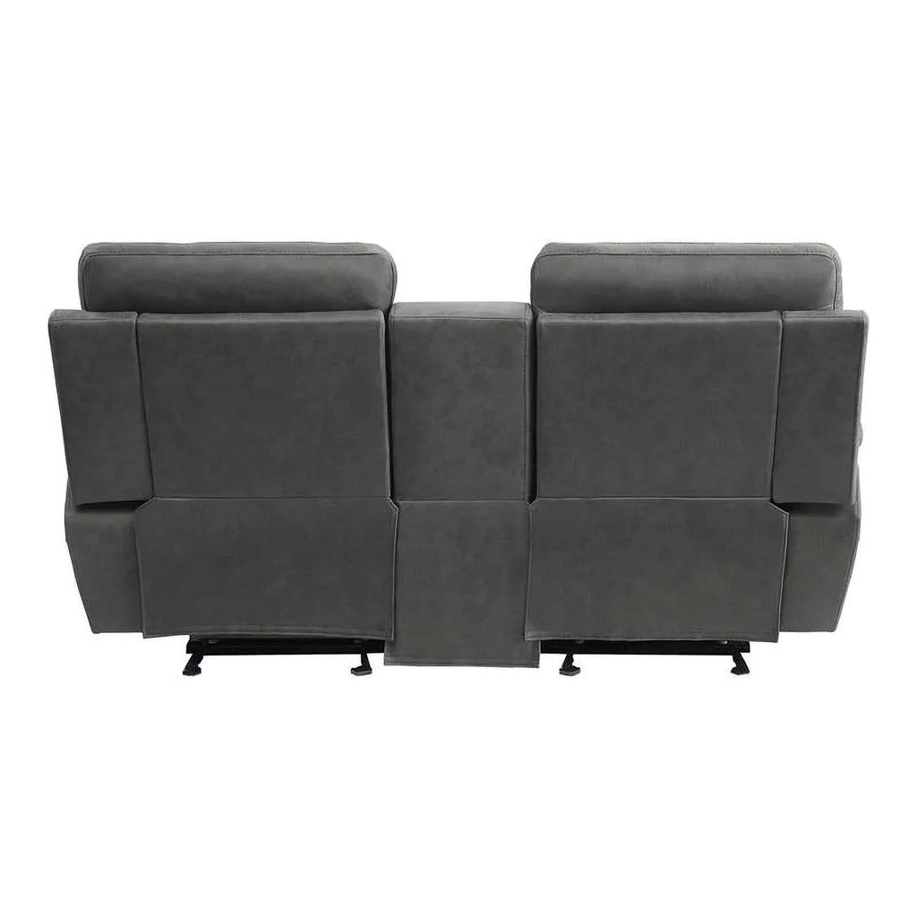 Gray Microfiber Double Glider Reclining Love Seat B265