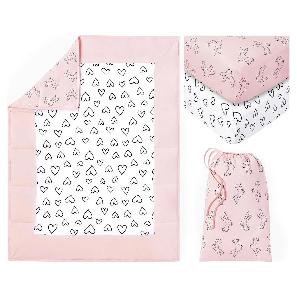 3 Pc Organic Cotton Crib Bedding Set E45667