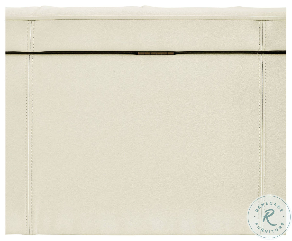 White Tufted Storage Bench T48021