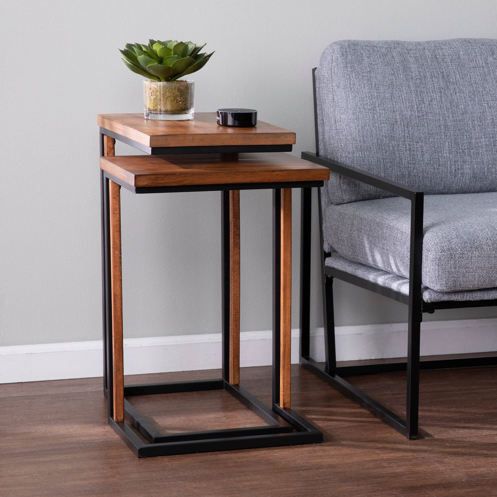 Brown Metal C-Table Set of 2 F6760