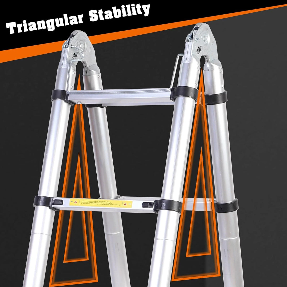 14.5FT A Frame Telescoping Ladder with Balance Bar & Wheels, 330lbs Capacity N34659