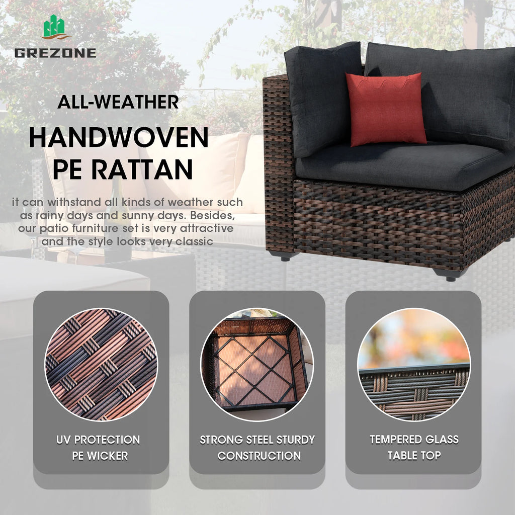 9 Pieces PE Wicker Rattan Outdoor Sofa Set G316100