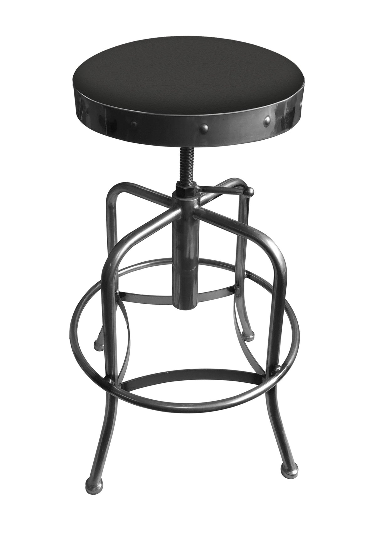 Industrial-Adjustable Stool with Clear Coat Finish and Canter Iron Y672