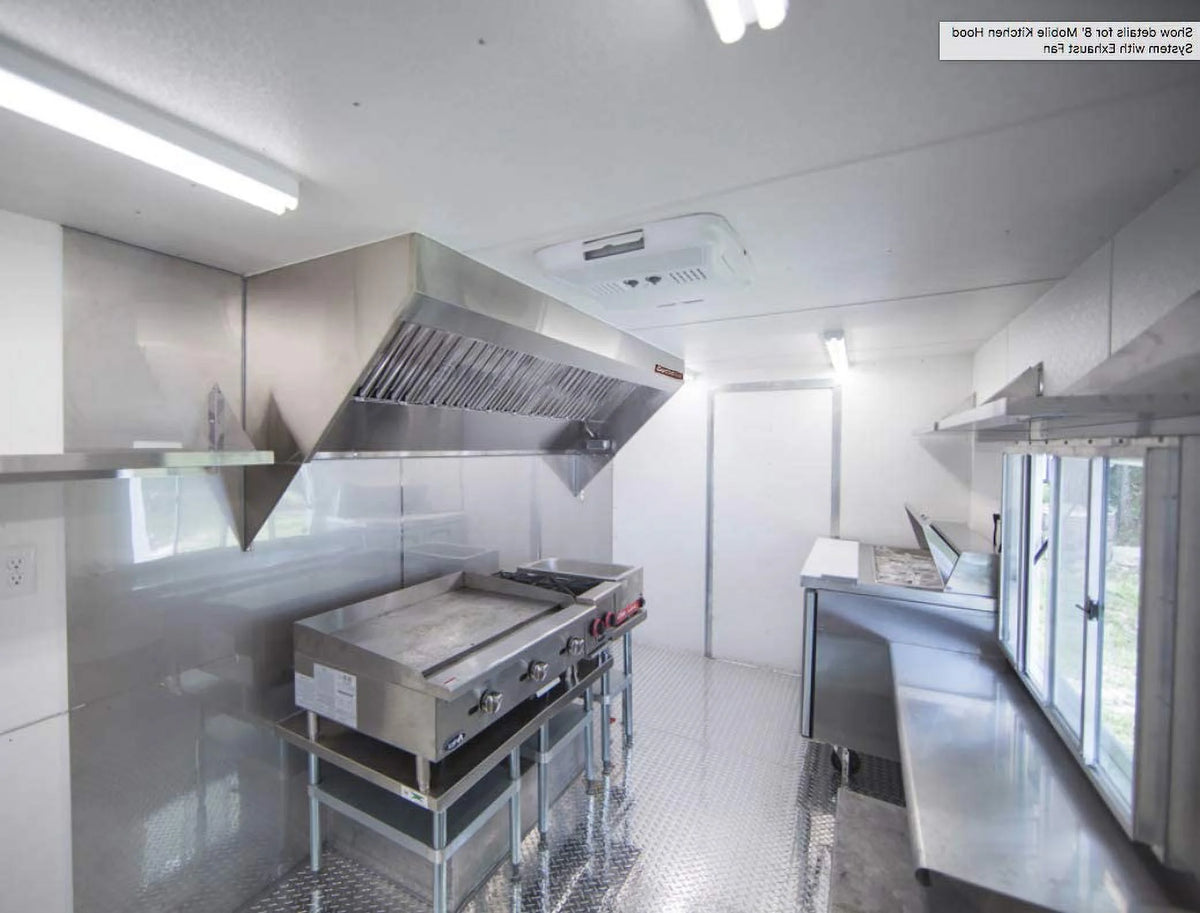 Food Truck Low Profile Exhaust Hood System with Fan and Duct W527