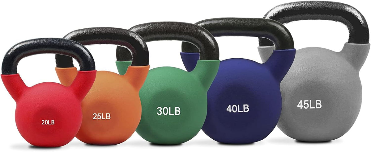 Neoprene Coated Solid Cast Iron Kettlebell 20 25 30 35 40 45 50 LB, Pack of 2 O75196
