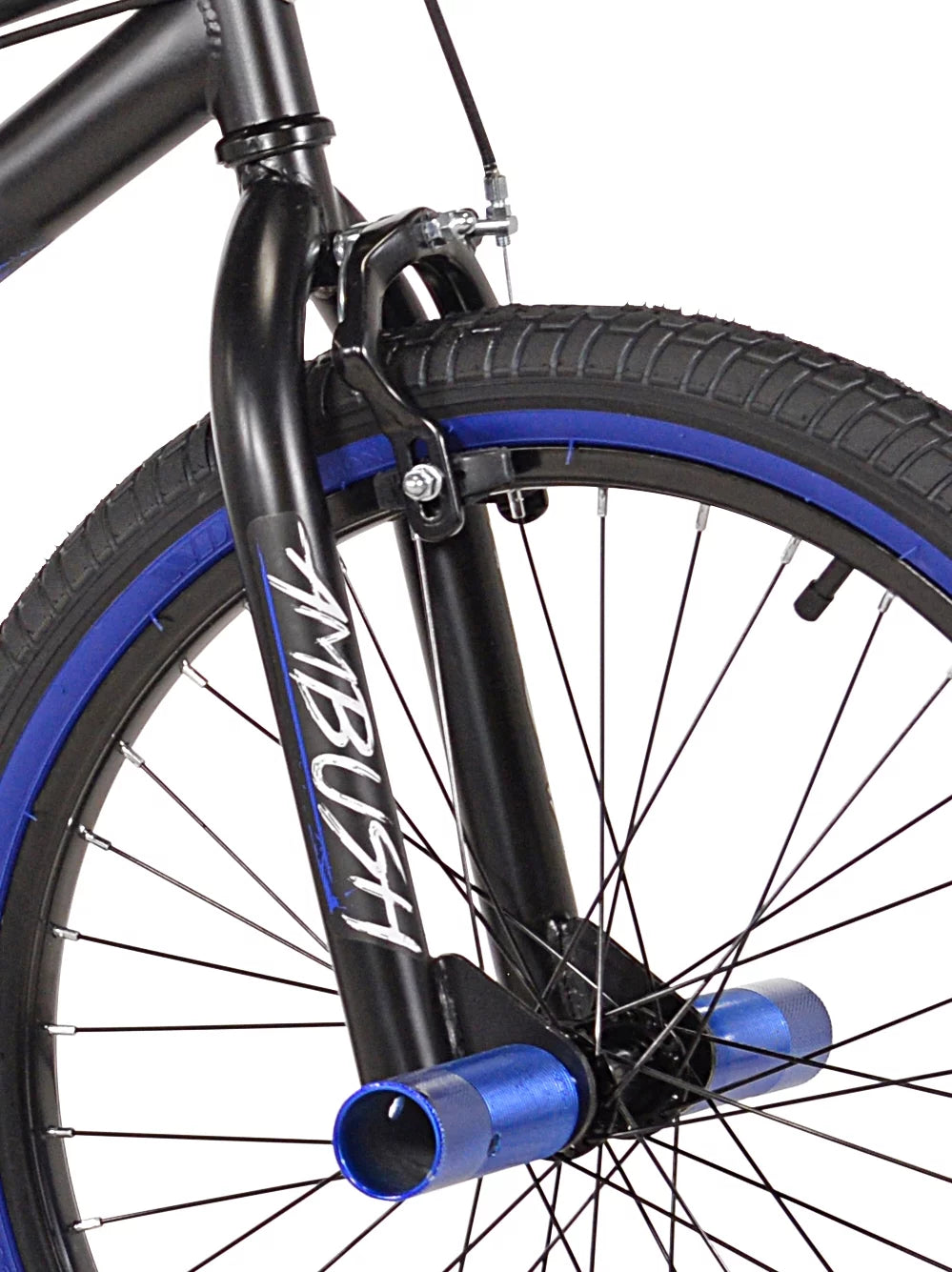 20 In. Boy's BMX Bike, Black with Blue and White Accents B33632