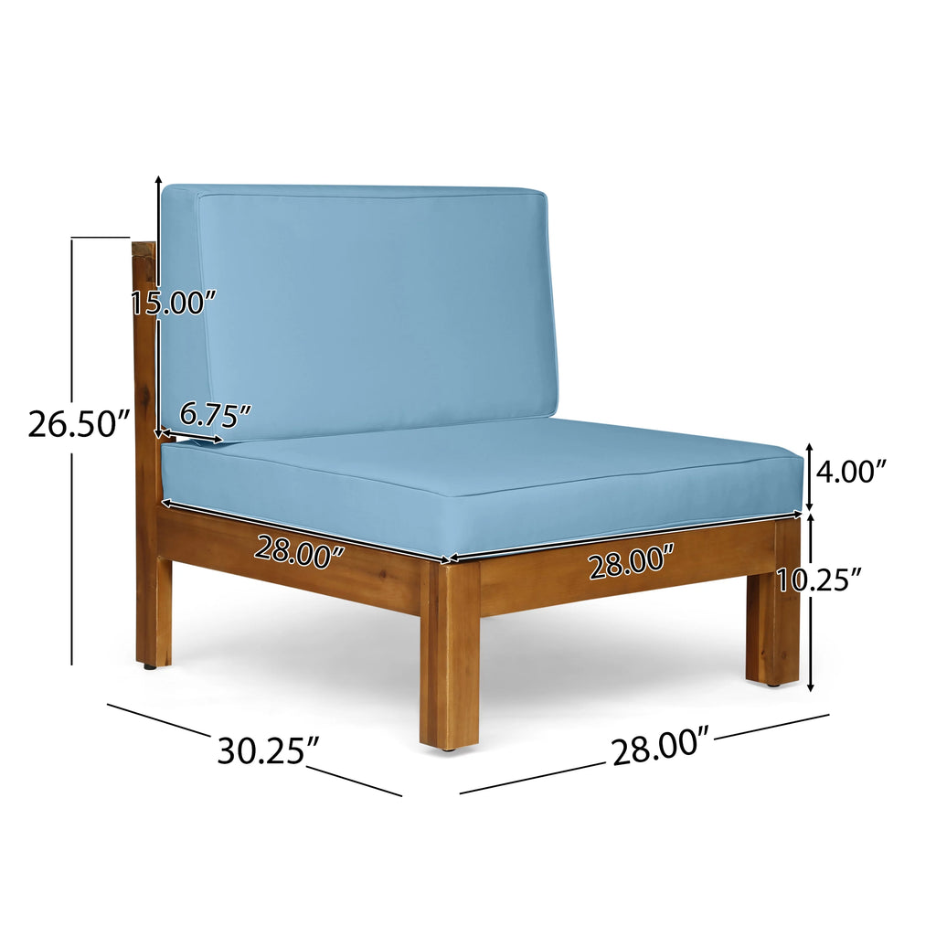 Teak Blue 8 Seater Wood Sectional Sofa Set with Coffee Table C129210