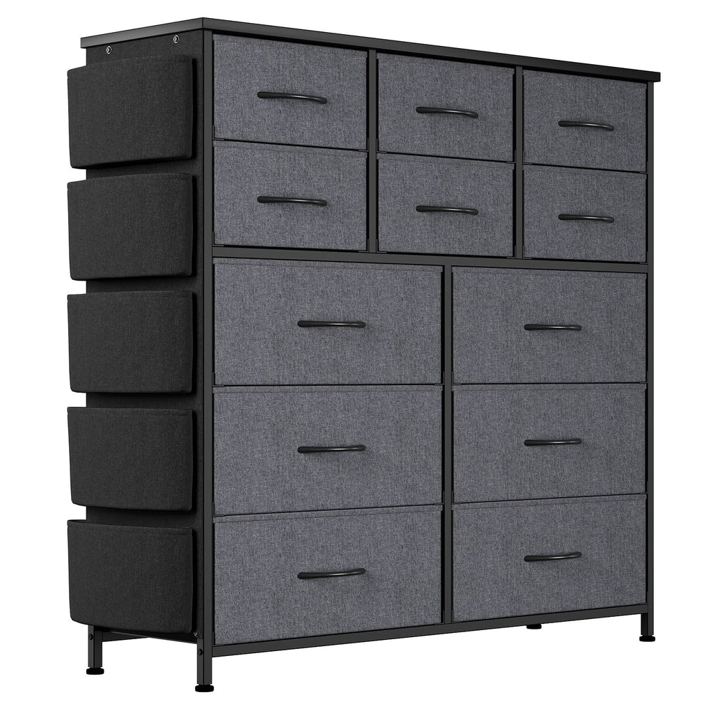 12 Drawer Fabric Dresser with Wood Tabletop Q18615
