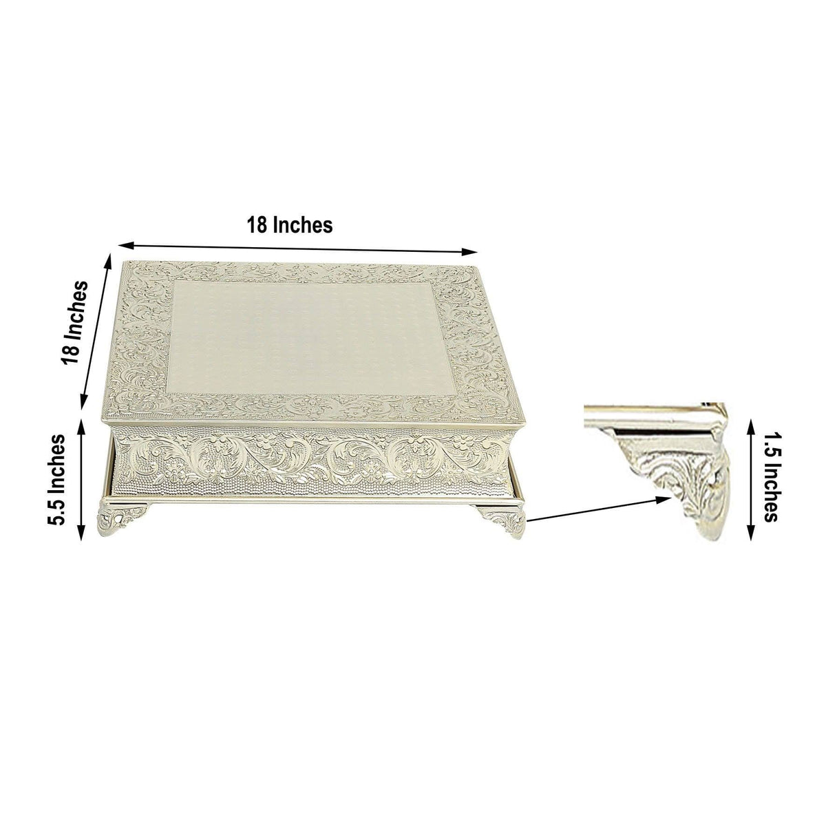 Gold Square Embossed Wedding Cake Stand Riser N263682