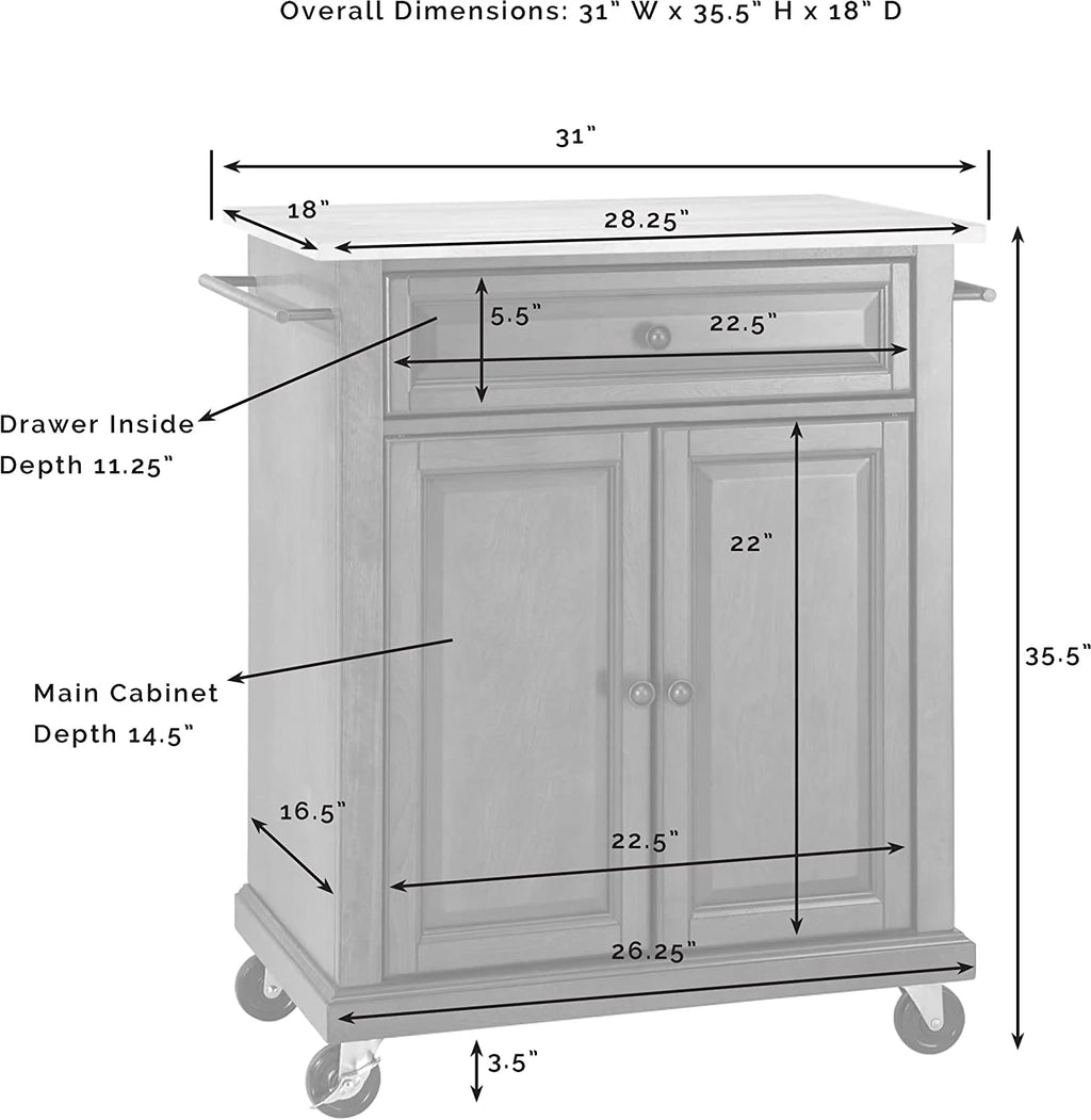 Compact Kitchen Island with Natural Wood Top Y777