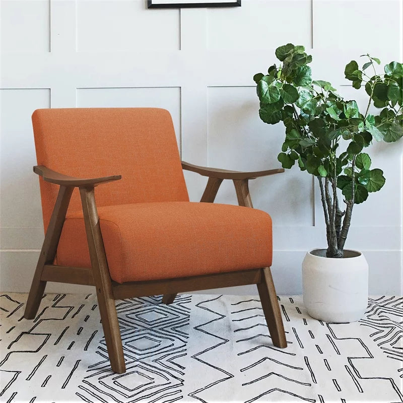 Orange Upholstered Fabric Accent Chair W691
