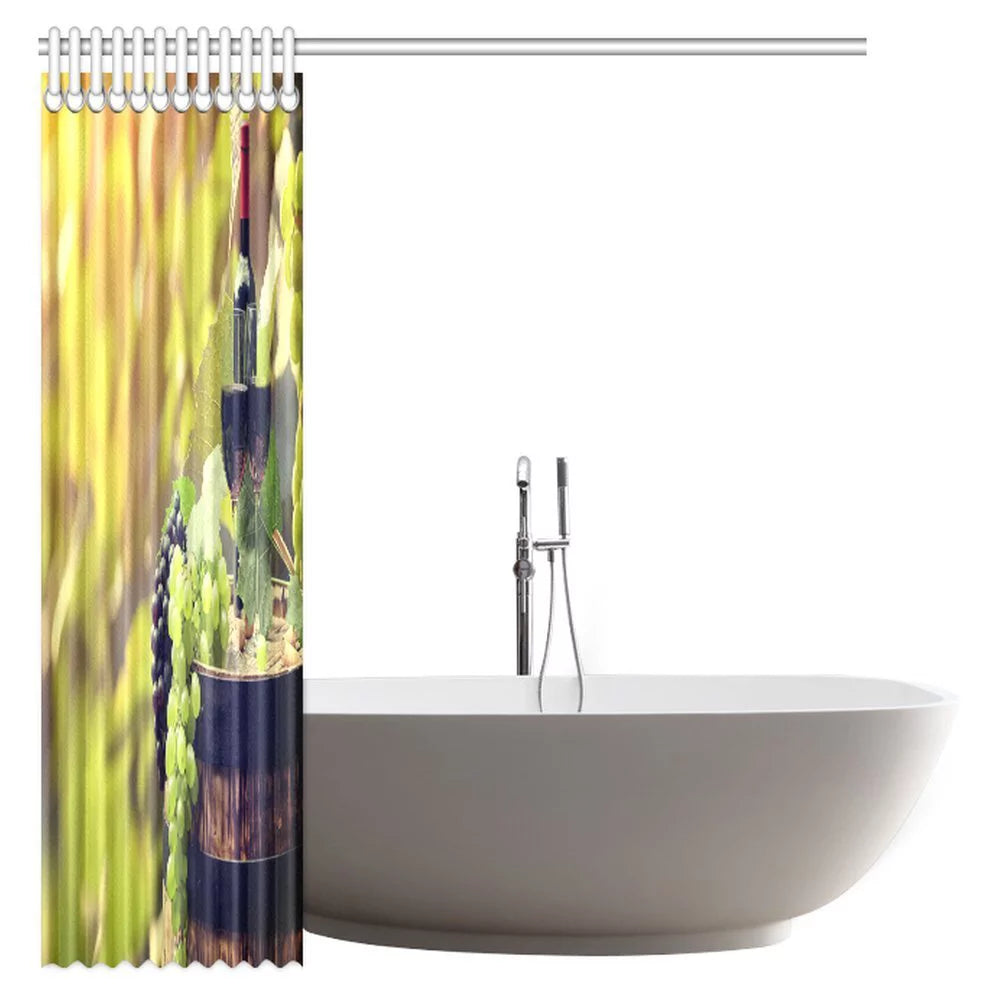Fabric Bathroom Shower Curtain Set with Hooks, 66 X 72 Inches K712
