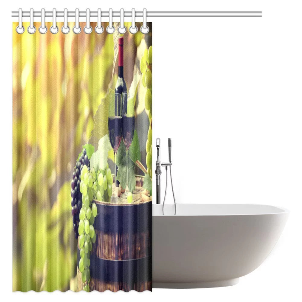 Fabric Bathroom Shower Curtain Set with Hooks, 66 X 72 Inches K712