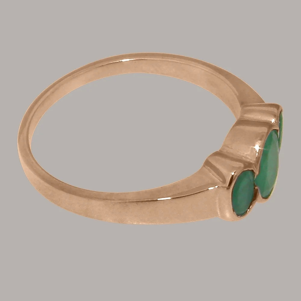 10k Rose Gold Natural Emerald Womens Ring D8066