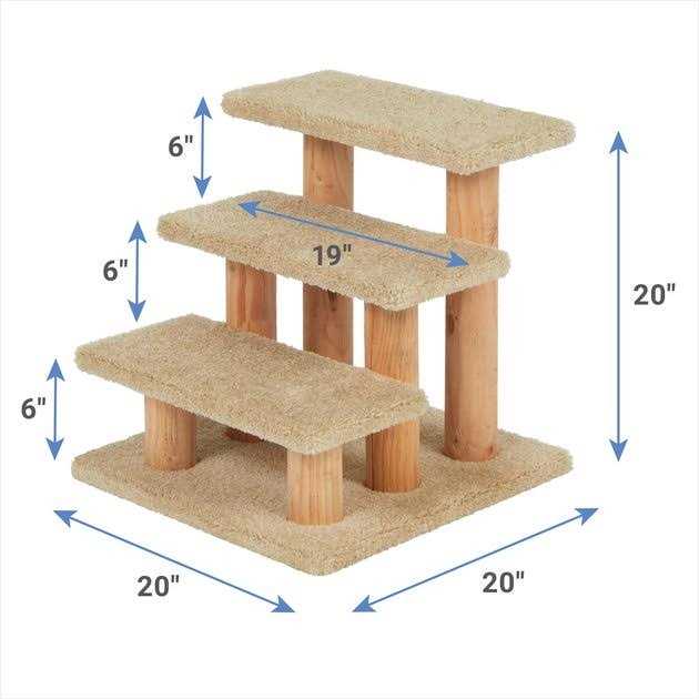 20-in 3-Step Carpet Wooden Cat Steps T980101